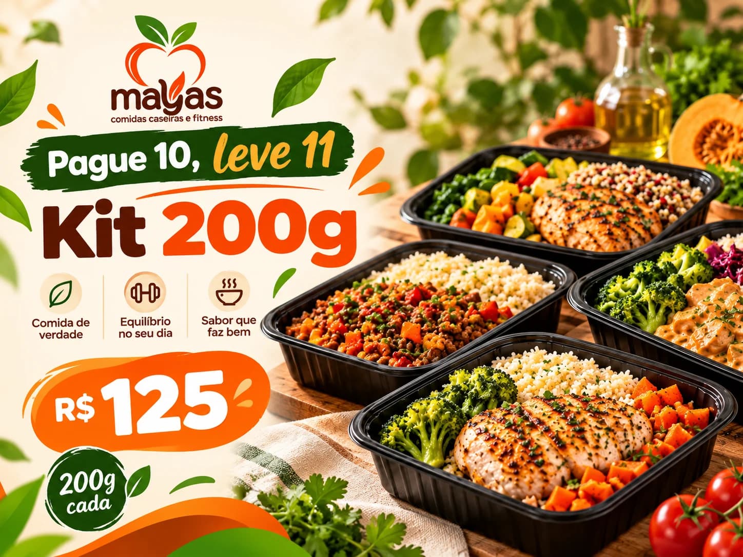 Kit 200g Mayas: pague 10 e leve 11 por R$ 125
